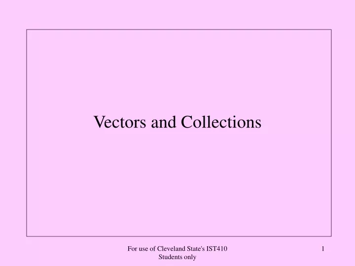 vectors and collections