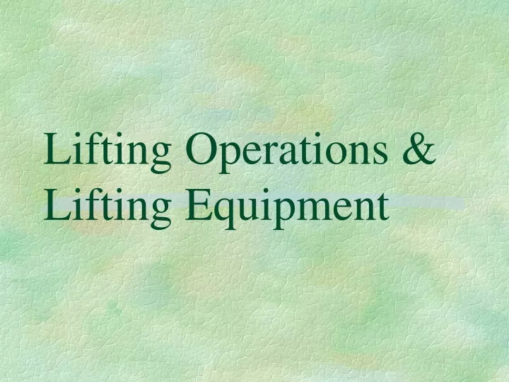 lifting operations lifting equipment