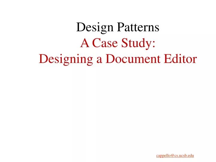 design patterns a case study designing a document editor