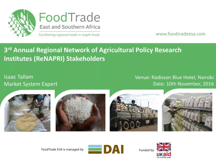 3 rd annual regional network of agricultural policy research institutes renapri stakeholders