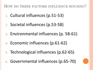 How do these factors influence housing?