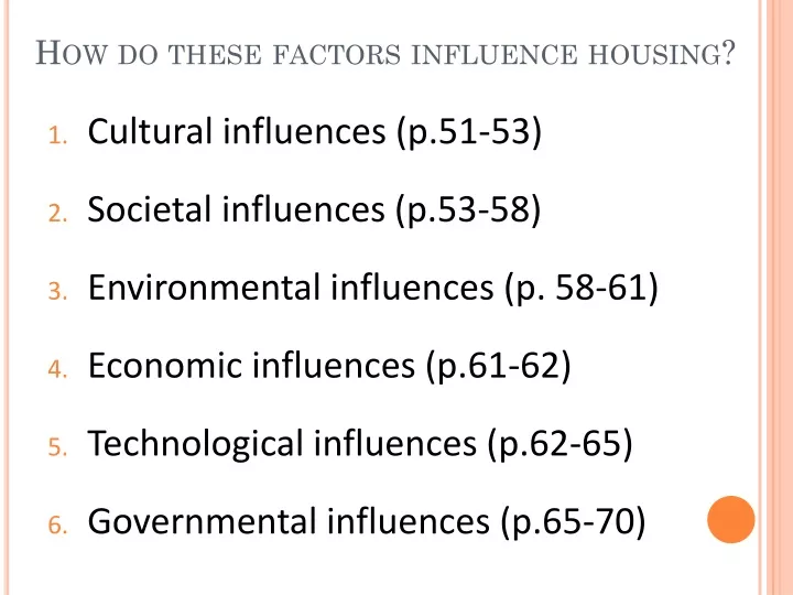 how do these factors influence housing