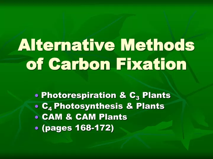 alternative methods of carbon fixation