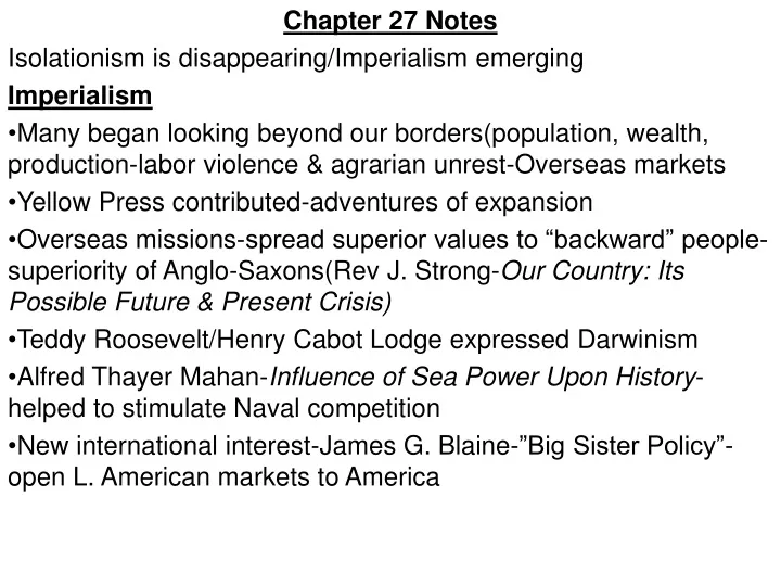 chapter 27 notes isolationism is disappearing