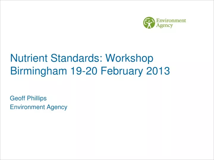 nutrient standards workshop birmingham 19 20 february 2013
