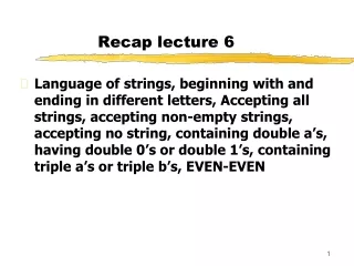 Recap lecture 6