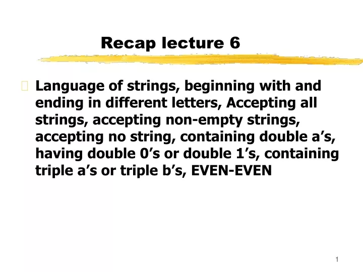recap lecture 6