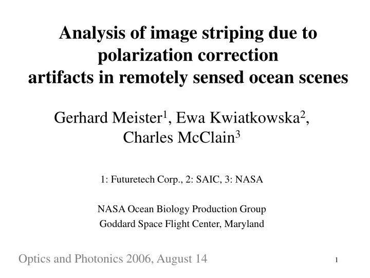 analysis of image striping due to polarization correction artifacts in remotely sensed ocean scenes