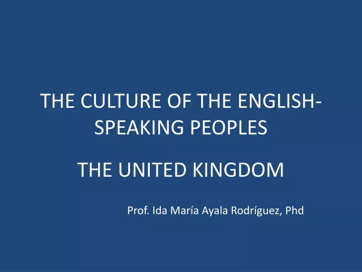 the culture of the english speaking peoples