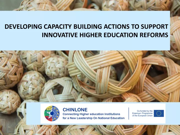 developing capacity building actions to support