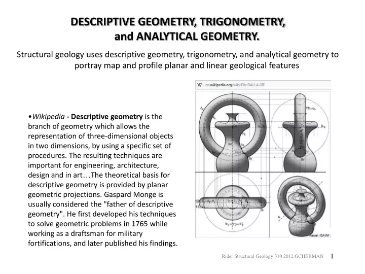descriptive geometry trigonometry and analytical