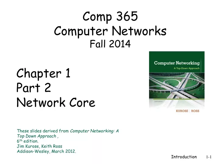 comp 365 computer networks fall 2014