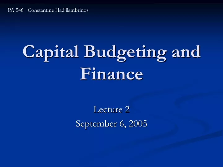 capital budgeting and finance
