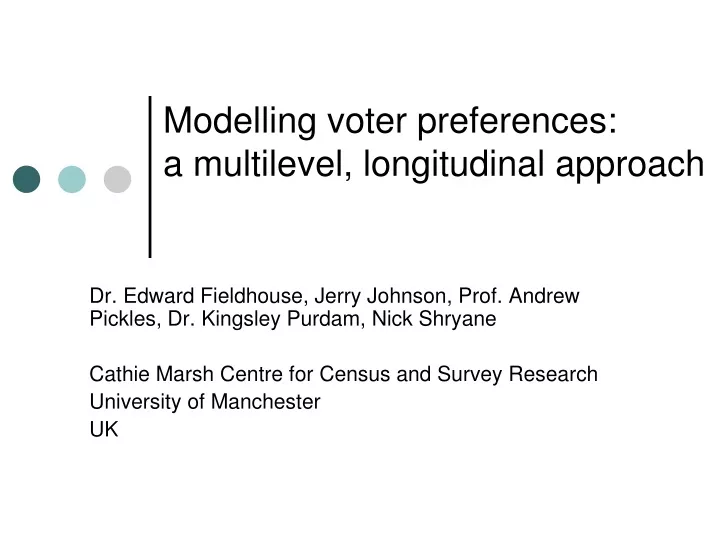 modelling voter preferences a multilevel longitudinal approach