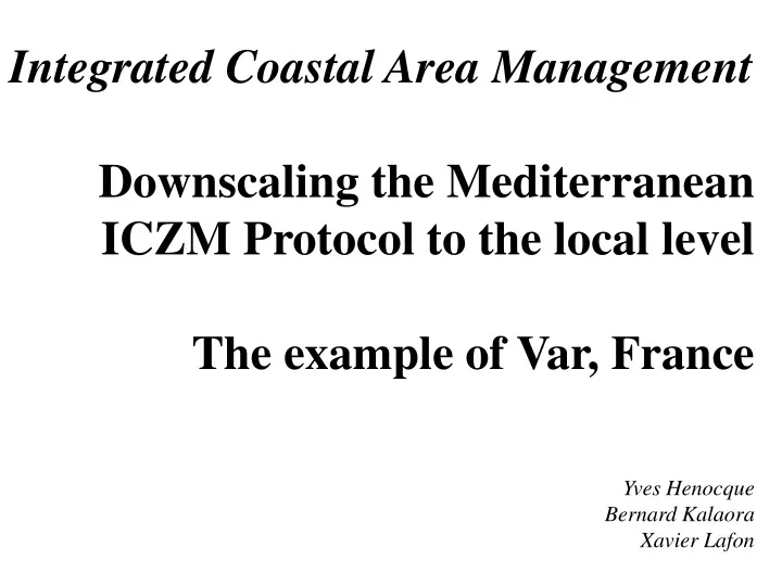 integrated coastal area management downscaling