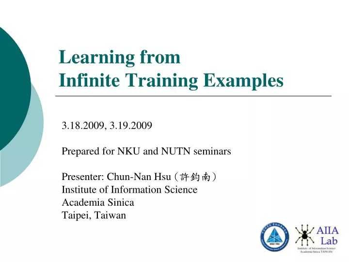 learning from infinite training examples