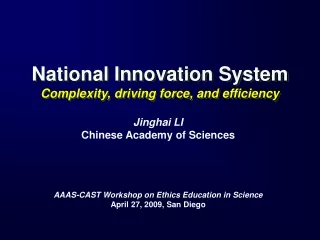 National Innovation System Complexity, driving force, and efficiency