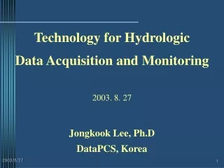 Technology for Hydrologic Data Acquisition and Monitoring