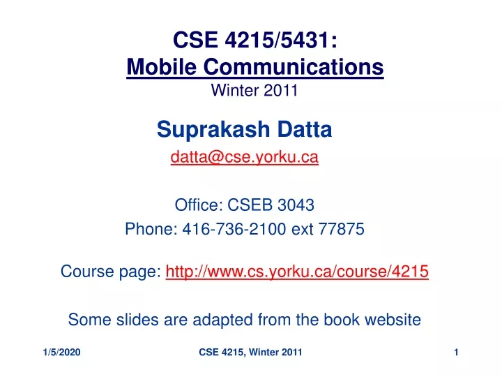 cse 4215 5431 mobile communications winter 2011