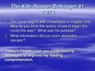 The Kite Runner  Bellringer #1 9/6/13