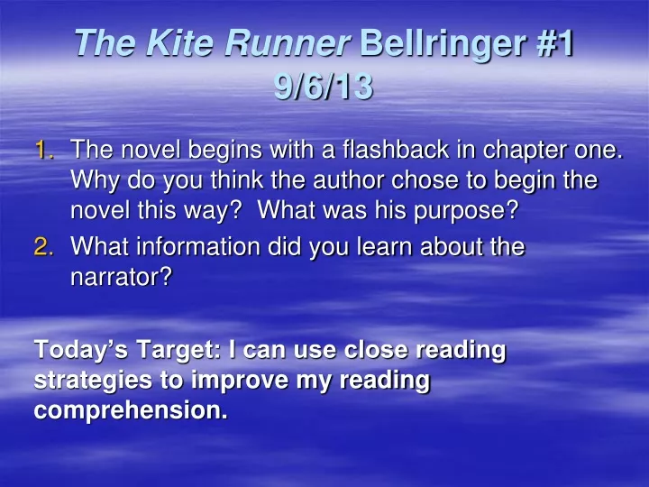 the kite runner bellringer 1 9 6 13