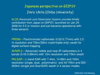 Japanese perspective on GIIPSY Jinro Ukita (Chiba University)
