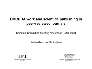 EMCDDA work and scientific publishing in peer-reviewed journals