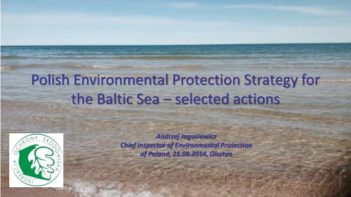 polish e nvironmental p rotection s trategy for the baltic sea selected actions