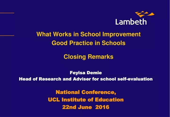 what works in school improvement good practice