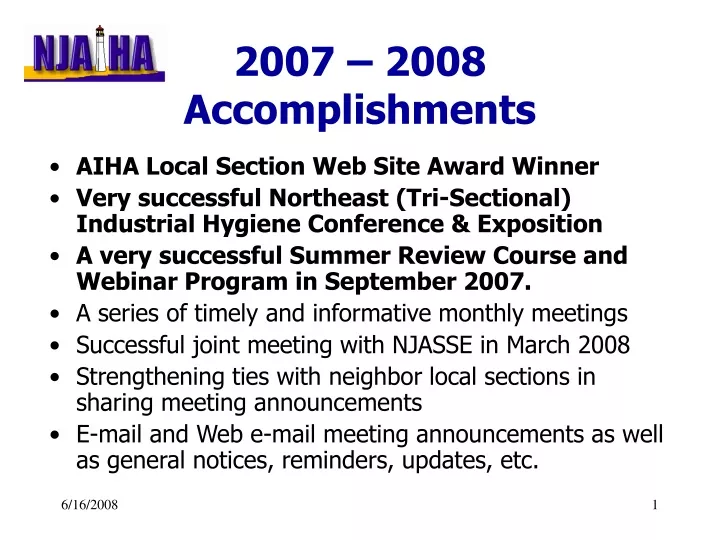 2007 2008 accomplishments