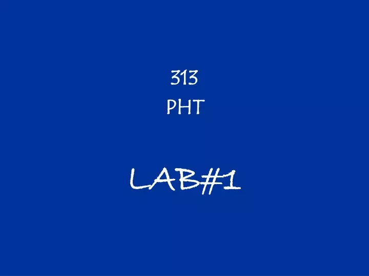 313 pht lab 1