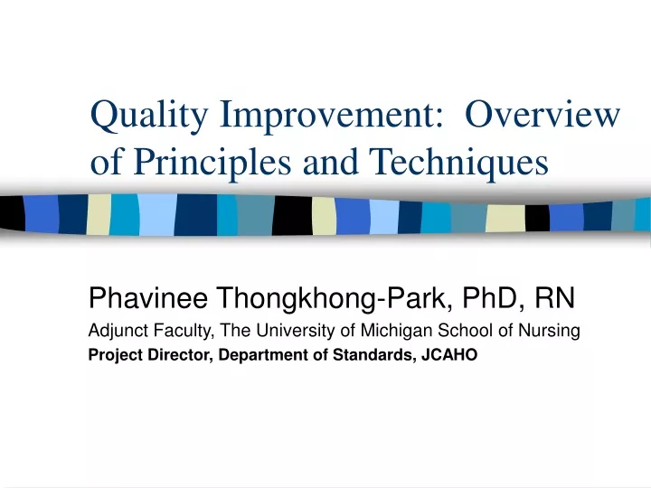 quality improvement overview of principles and techniques