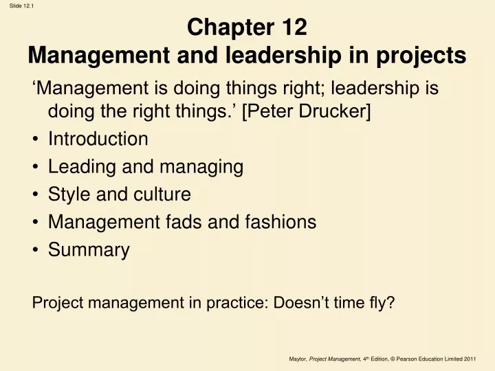 chapter 12 management and leadership in projects