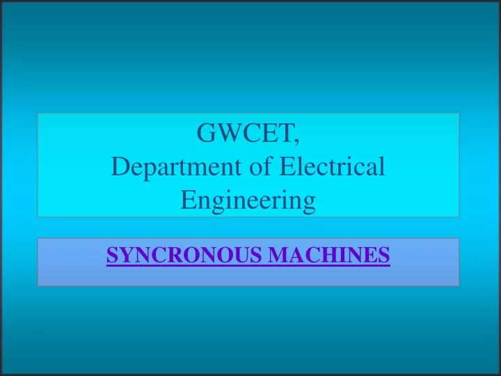 gwcet department of electrical engineering
