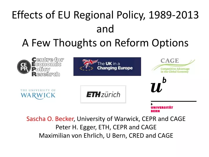 effects of eu regional policy 1989 2013 and a few thoughts on reform options