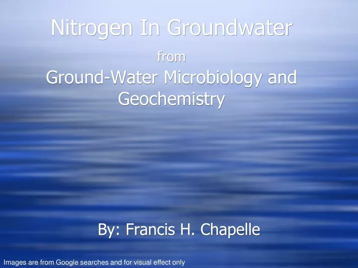 nitrogen in groundwater from ground water microbiology and geochemistry