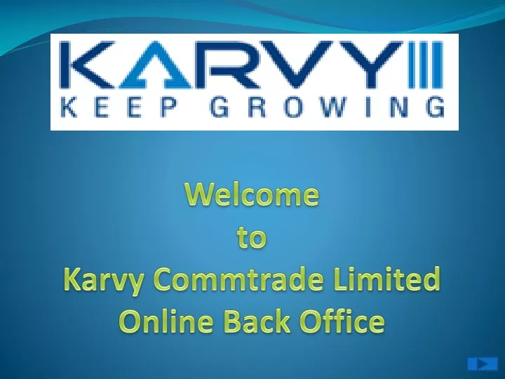 welcome to karvy commtrade limited online back office
