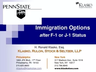 Immigration Options after  F-1 or J-1 Status