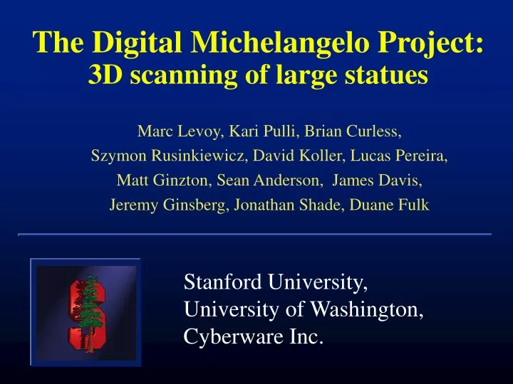 the digital michelangelo project 3d scanning