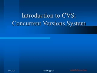 Introduction to CVS: Concurrent Versions System