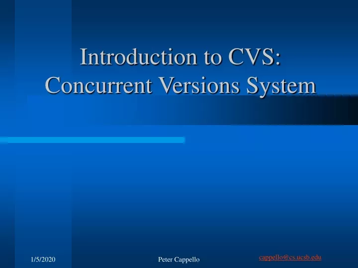 introduction to cvs concurrent versions system