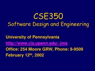 CSE350  Software Design and Engineering