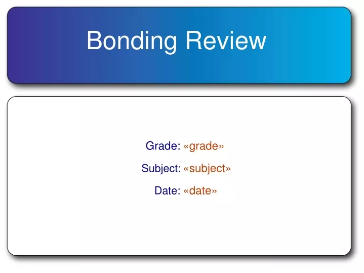 bonding review