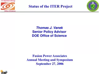 Thomas J. Vanek Senior Policy Advisor DOE Office of Science