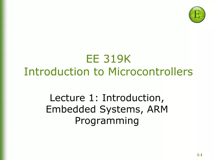 lecture 1 introduction embedded systems arm programming