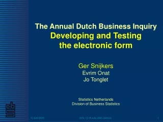 The Annual Dutch Business Inquiry Developing and Testing  the electronic form