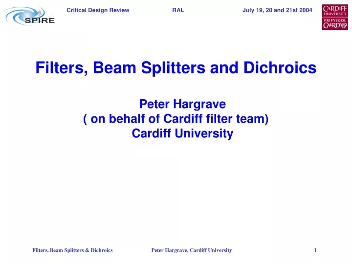 filters beam splitters and dichroics peter