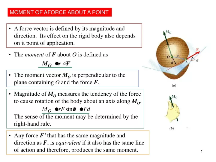 the moment of f about o is defined as