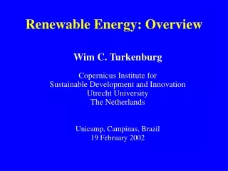 Renewable Energy: Overview