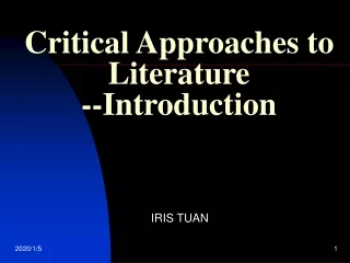 Critical Approaches to Literature --Introduction